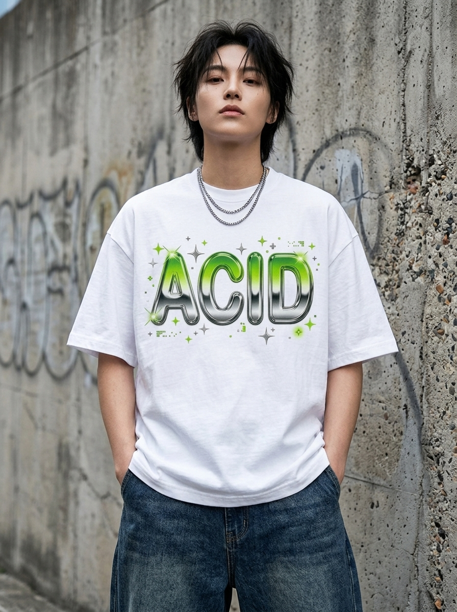 T-Shirt Oversize Acid Y2K – getragen