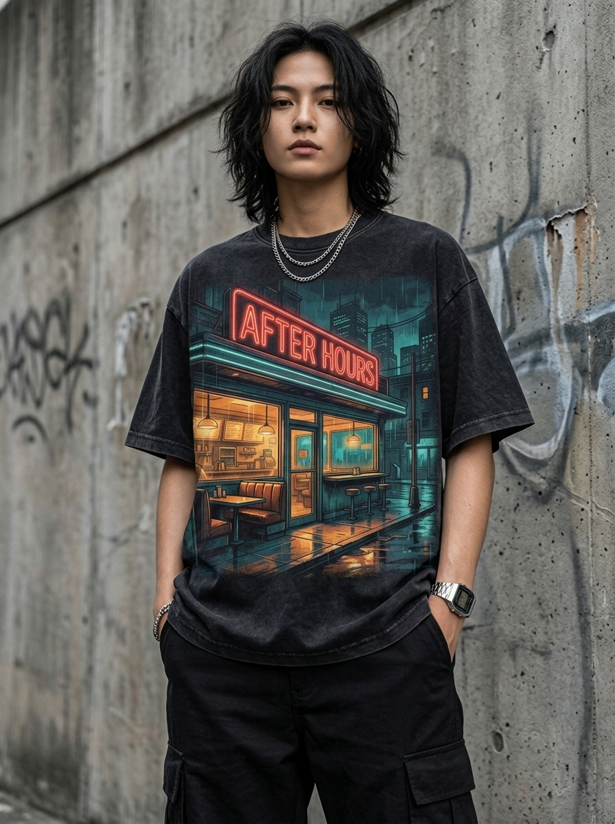 T-Shirt Oversize After Hours – getragen