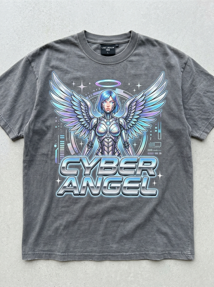 T-Shirt Oversize Cyber Angel – Vorderansicht