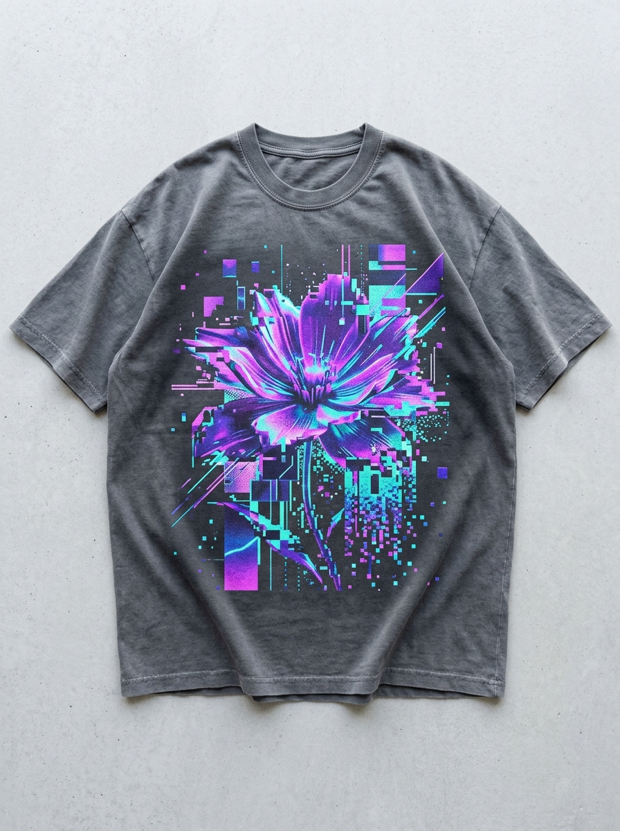 T-Shirt Oversize Cyber Bloom – Vorderansicht