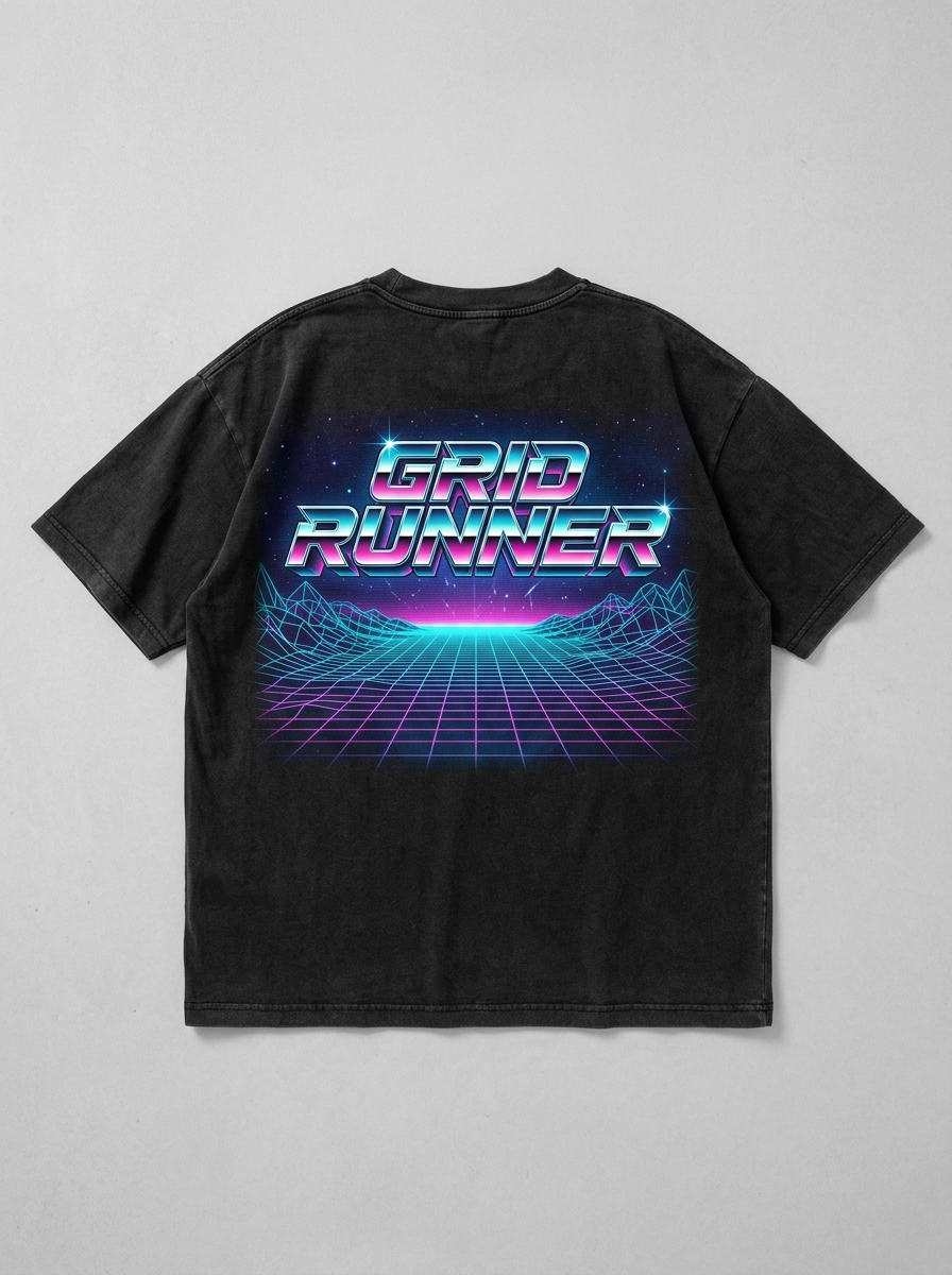 T-Shirt Oversize Grid Runner – Rückansicht