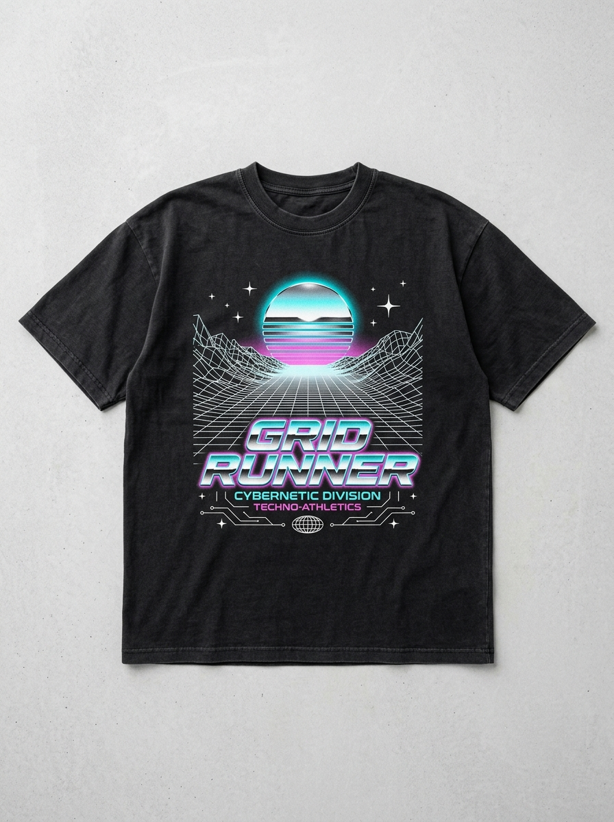 T-Shirt Oversize Grid Runner – Vorderansicht