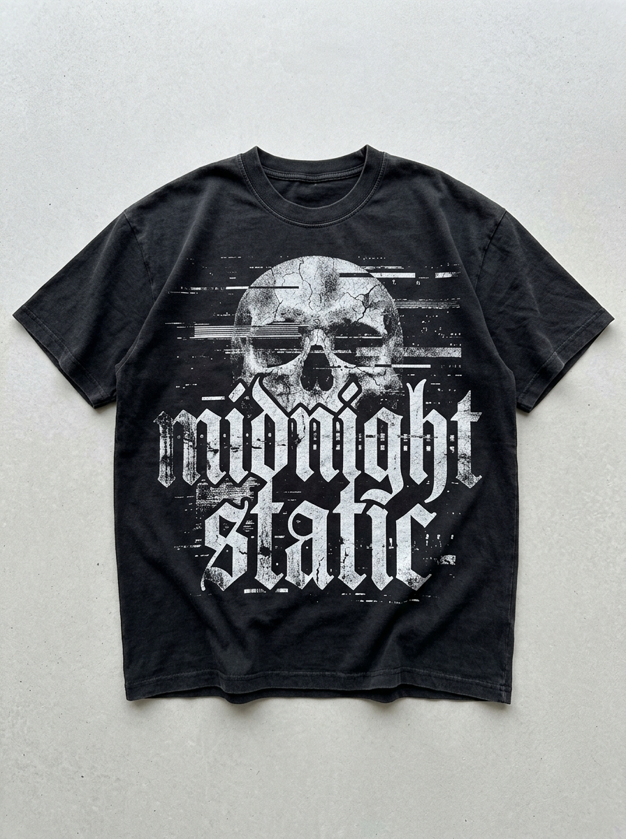 T-Shirt Oversize Midnight Static – Vorderansicht