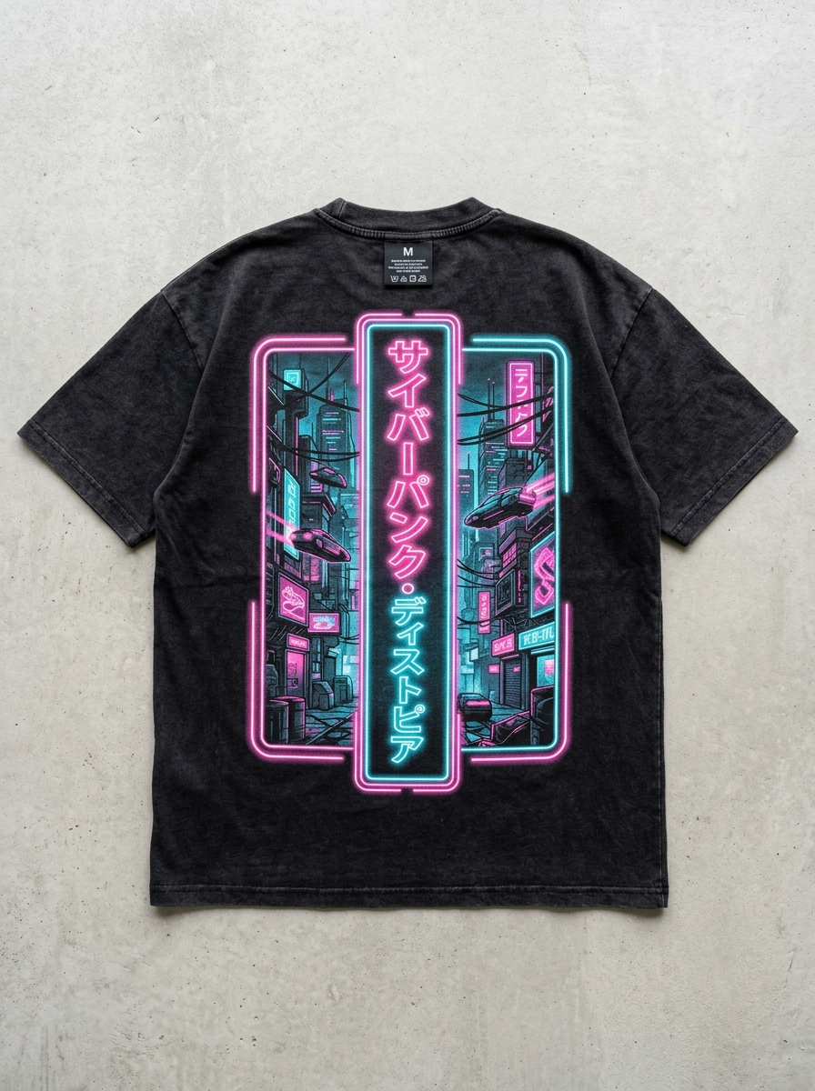 T-Shirt Oversize Neon Tokyo – Rückansicht