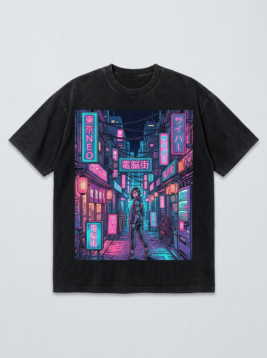T-Shirt Oversize Neon Tokyo – Vorderansicht