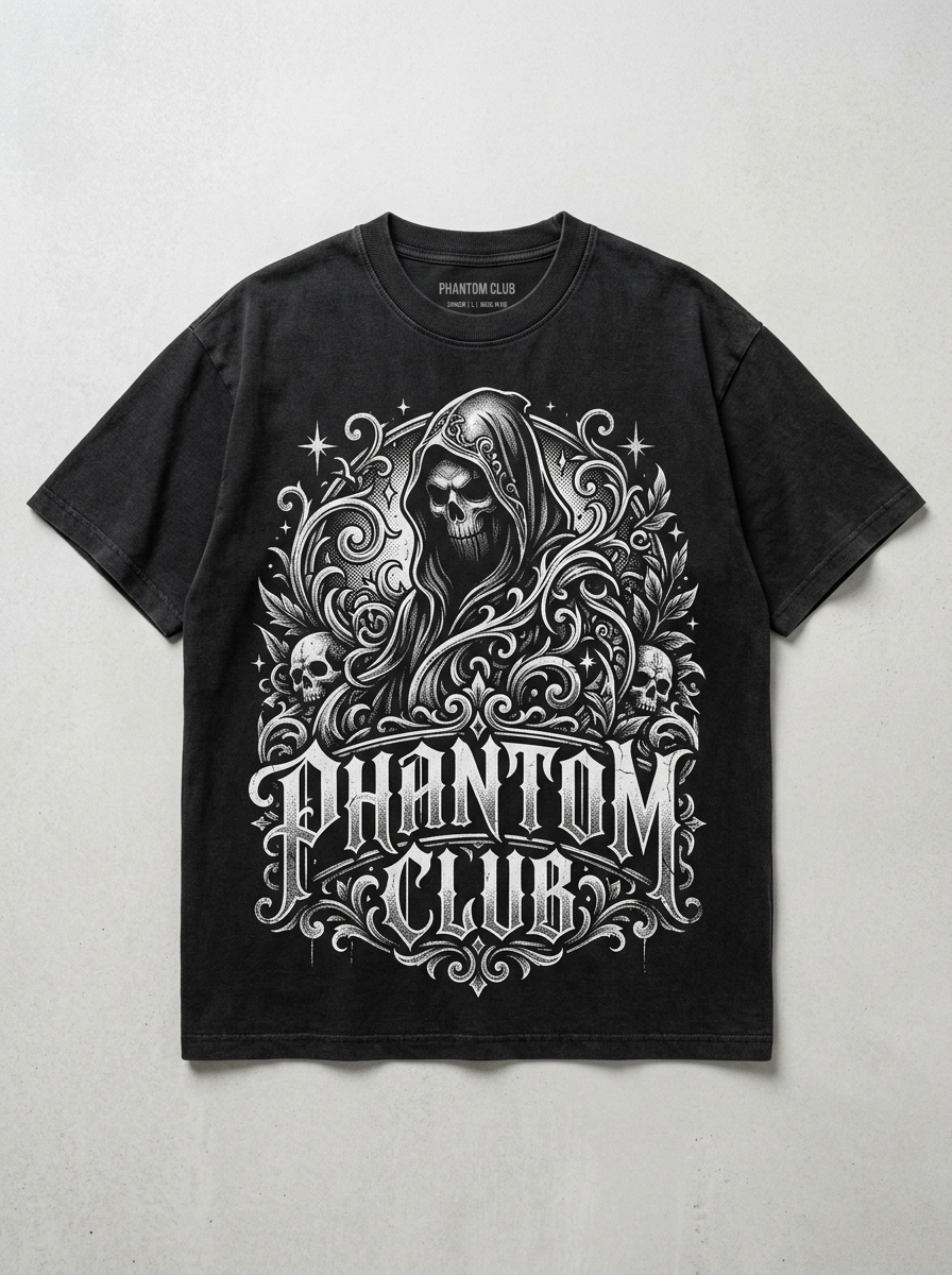 T-Shirt Oversize Phantom Club – Vorderansicht