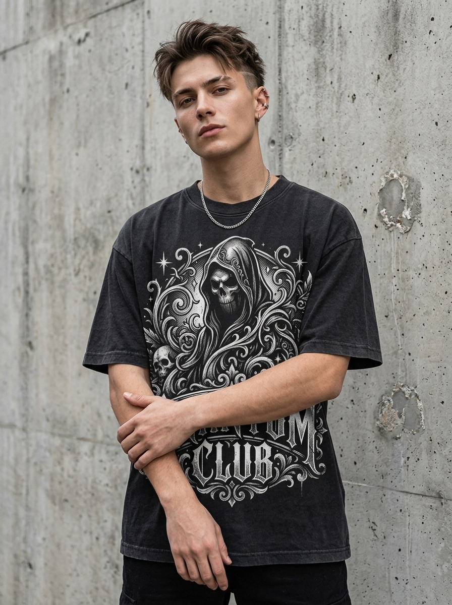 T-Shirt Oversize Phantom Club – getragen