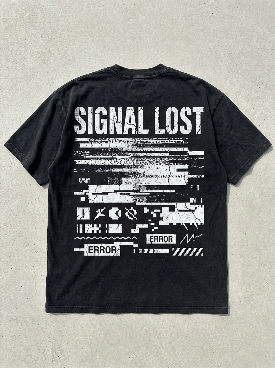 T-Shirt Oversize Signal Lost – Rückansicht