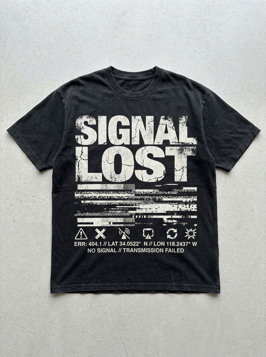 T-Shirt Oversize Signal Lost – Vorderansicht